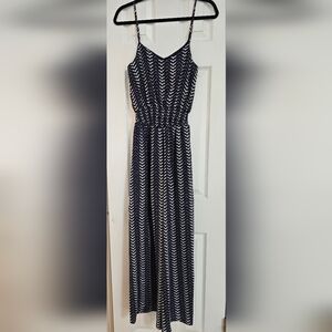 Navy and White Patterned Jumpsuit